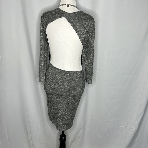 Fashion Nova Grey Plunging Neckline and Open Back Jersey Dress - Picture 2 of 9